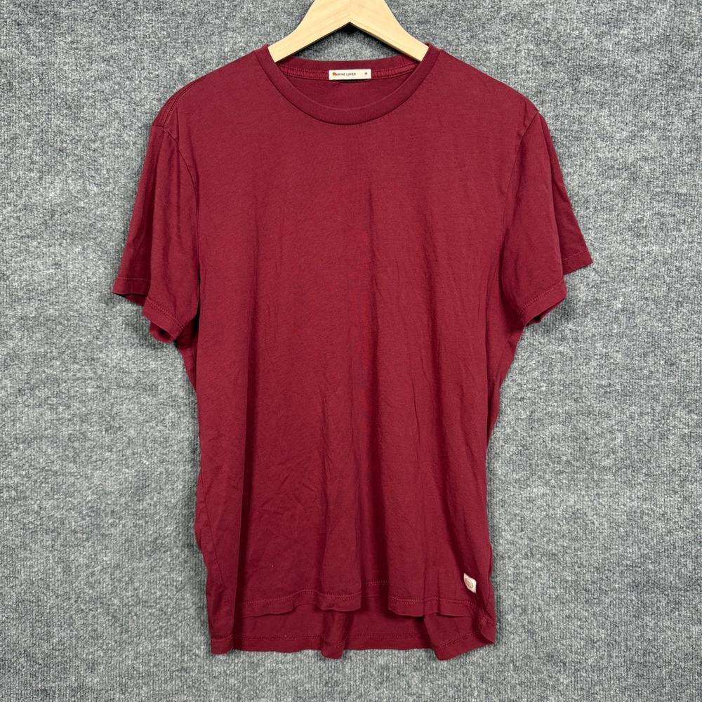 Marine Layer Womens Medium Crew Neck Tee Brown Cotton Tencel Blend Short Sleeves